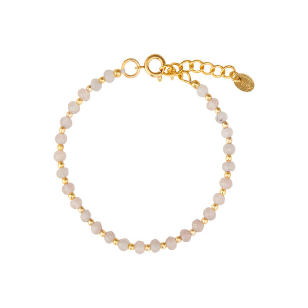 Grey stone combined with gold plated beads bracelet for woman