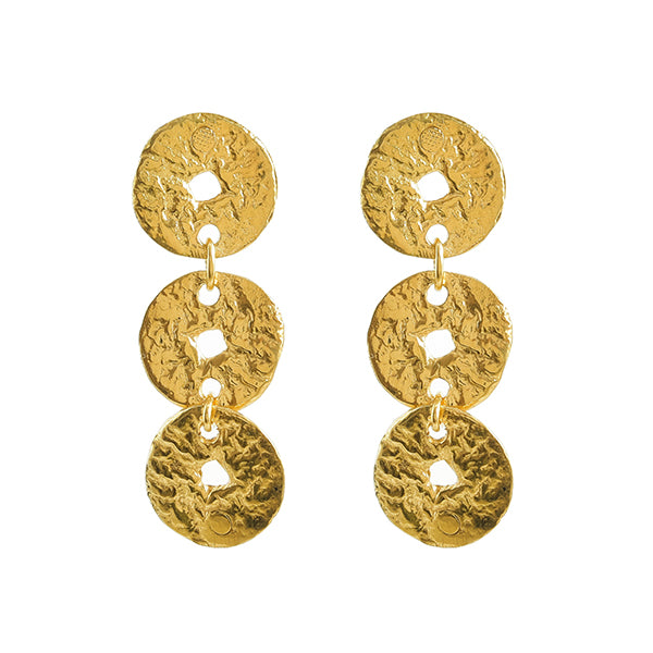 Hammered Coin Gold Earrings