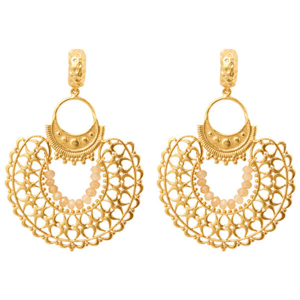 Filigree Gold Earrings With Stones