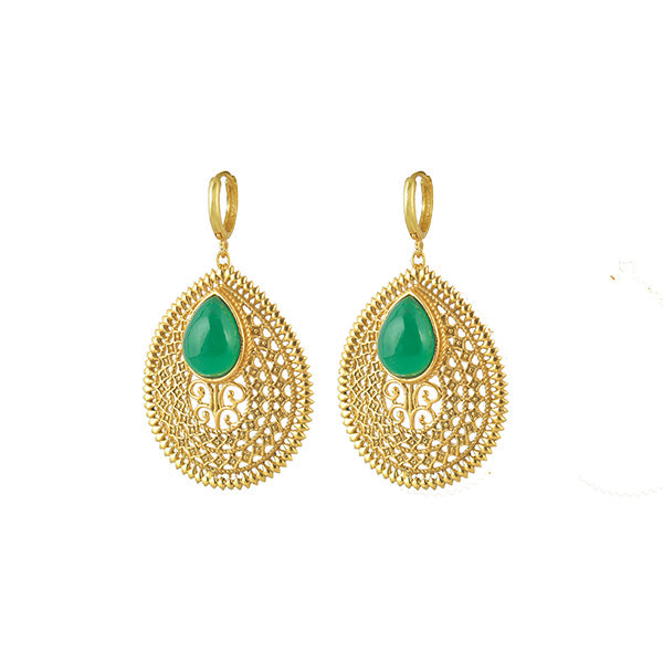 Statement Gold Earring With Stone