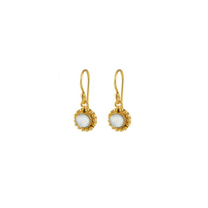 Small Round Gold Stone Earrings