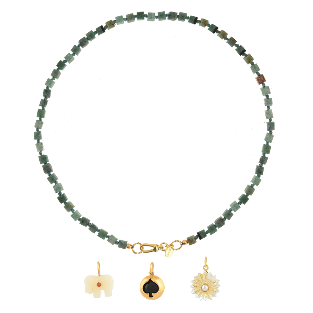 Edelstenen Turquoise_blokjes ketting_3 bedels