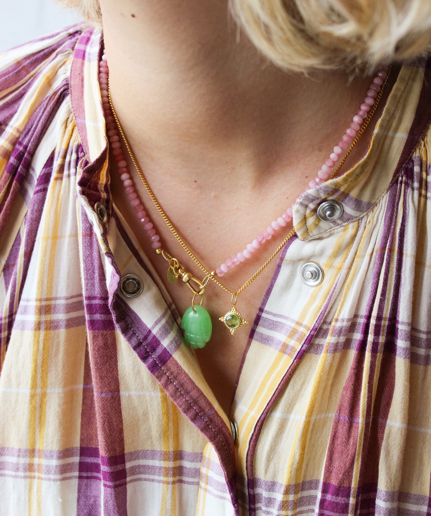Geboortesteen bedel peridot met gourmet ketting