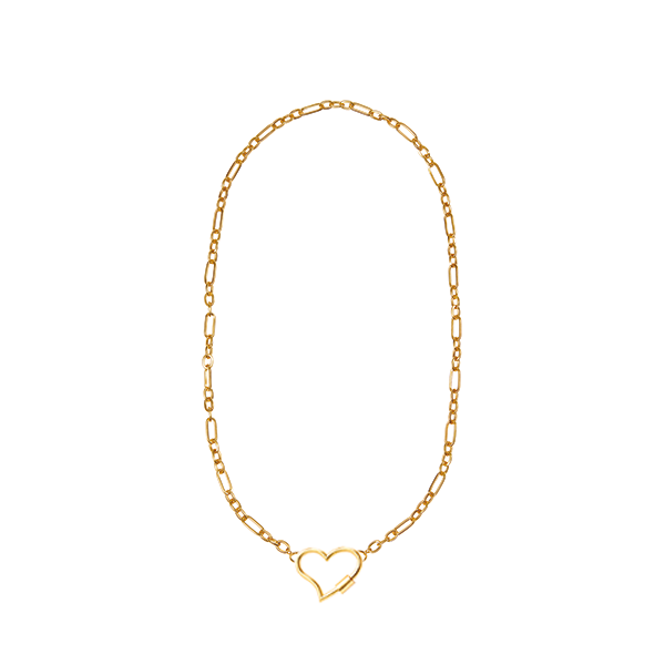 Gold Figaro Heart Lock Necklace