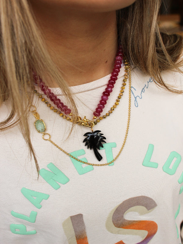 Gouden Ketting Edelsteen Sluiting Amazoniet