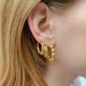 Gold Star CZ Hoop Earrings