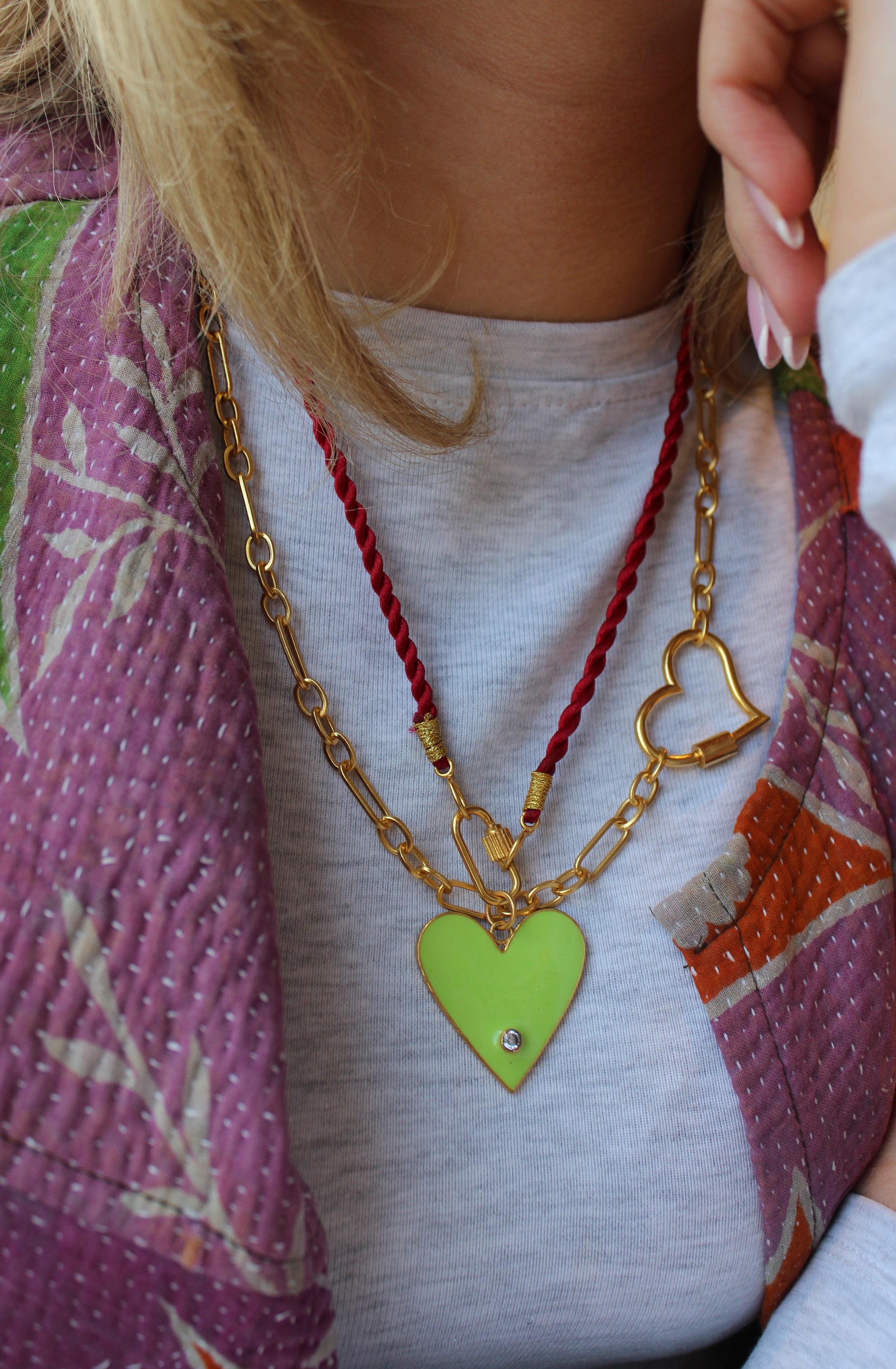 Gold Figaro Heart Lock Necklace