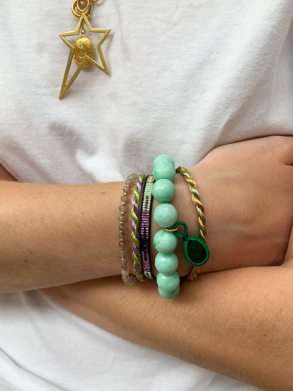 Grijze Onyx Gouden Kraal Armband