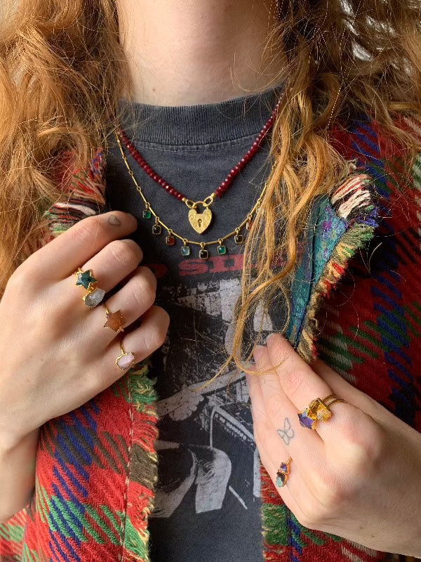 Fine Chain Necklace With Semi Precious Stones woman