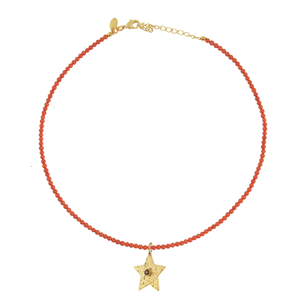 Koraal_ketting_met_ster_bedel