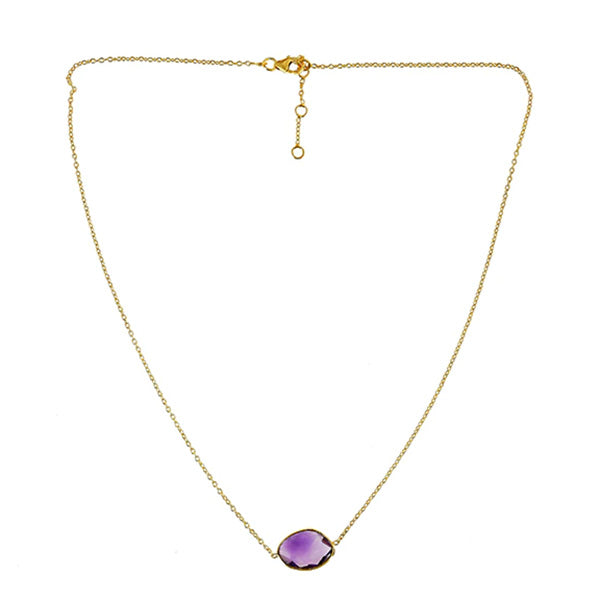 Delicate Chain Necklace With Oval Stone