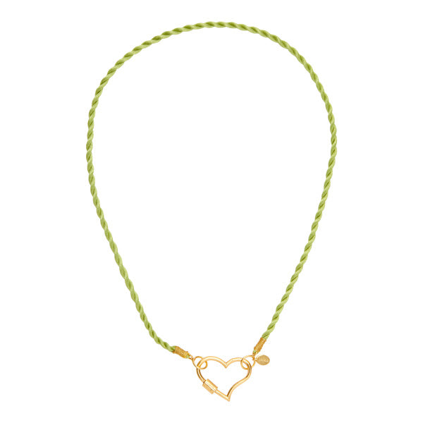 Satin Cord Necklace With Heart Lock