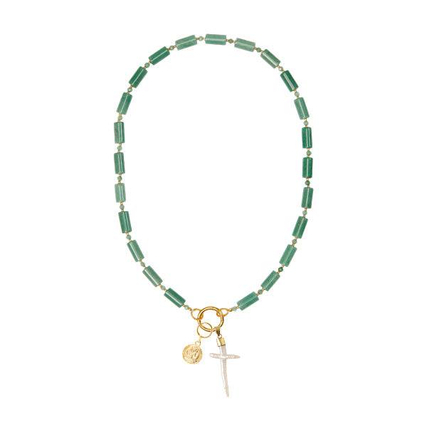 Tubes Jade Necklace with Charms