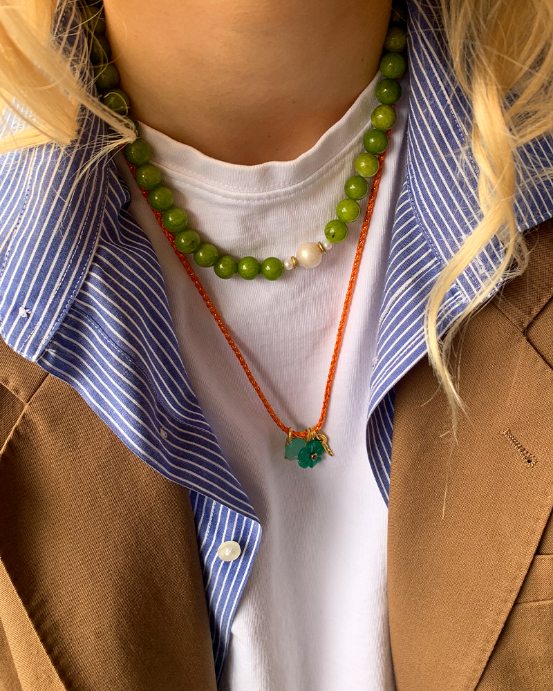 Oranje_koordje_groene_jade ketting