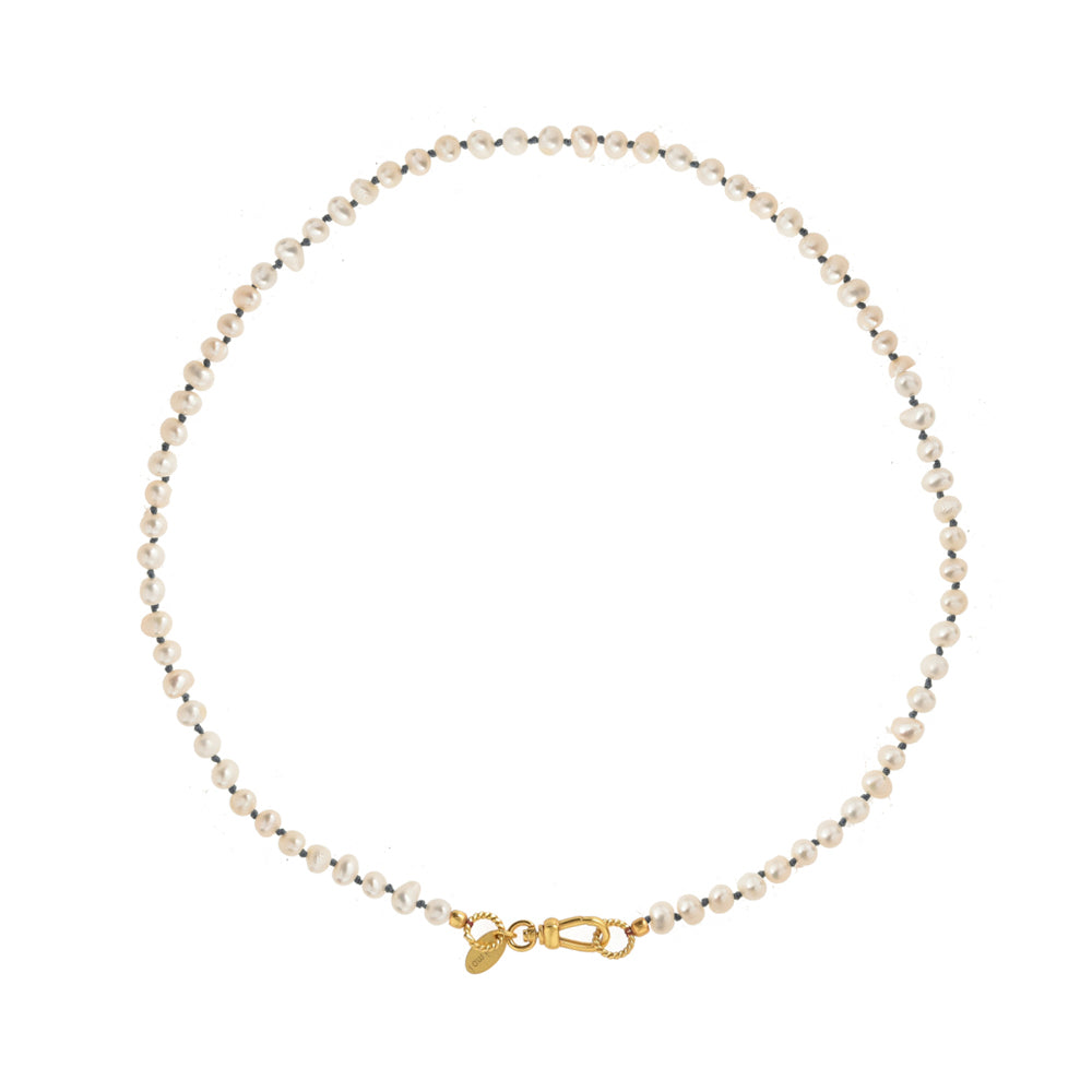 Parel Ketting Handgeknoopt Blauw Draad