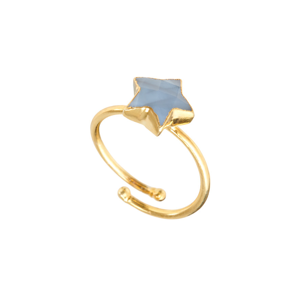 Statement gold plated Ring with a blue star stone for woman