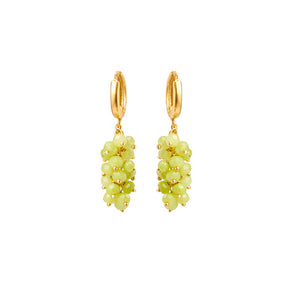 Vessonite Jade stone bunch of grape earrings for women, gold plated