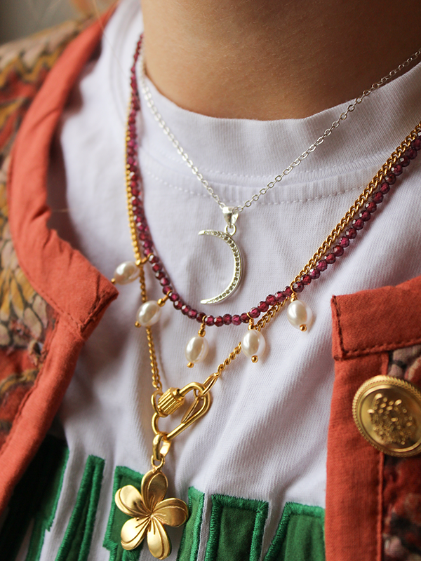 Silver Necklace With Moon Charm