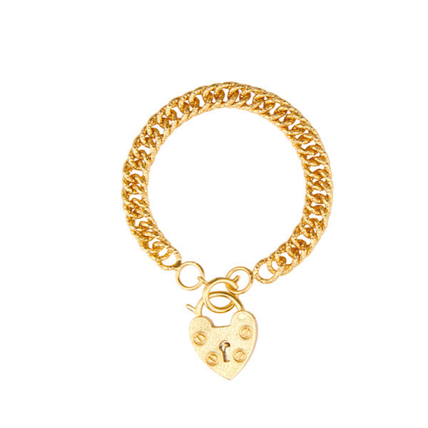 Chain Bracelet With Big Heart Lock