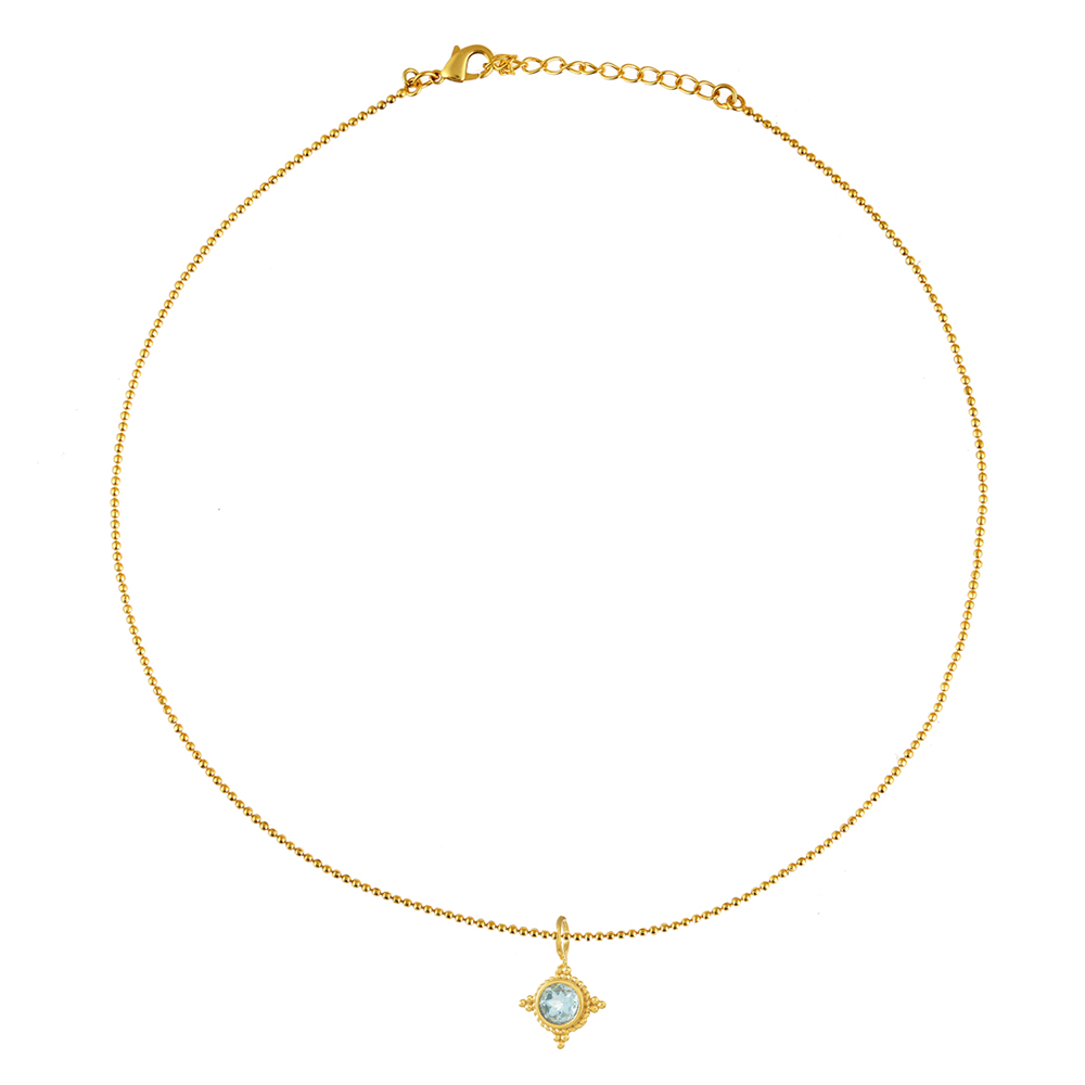 bedelketting met aquamarijn bedel