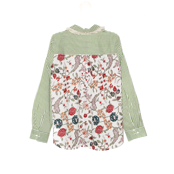 Gren Blouse Rood Achterkant Print