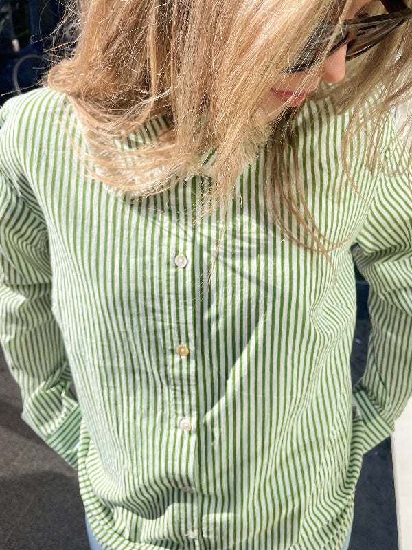 Groene Streepjes Blouse Print