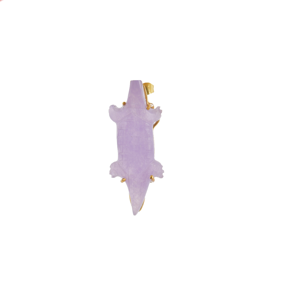 Paarse Jade Krokodil Stud Enkele Oorbel