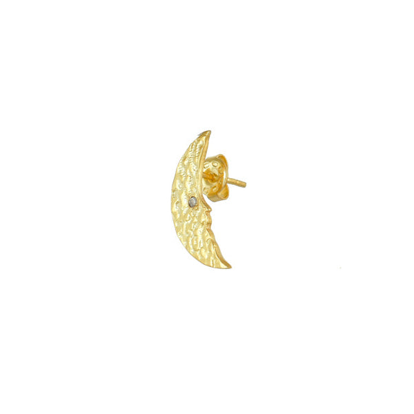 Gouden losse maan oorbel