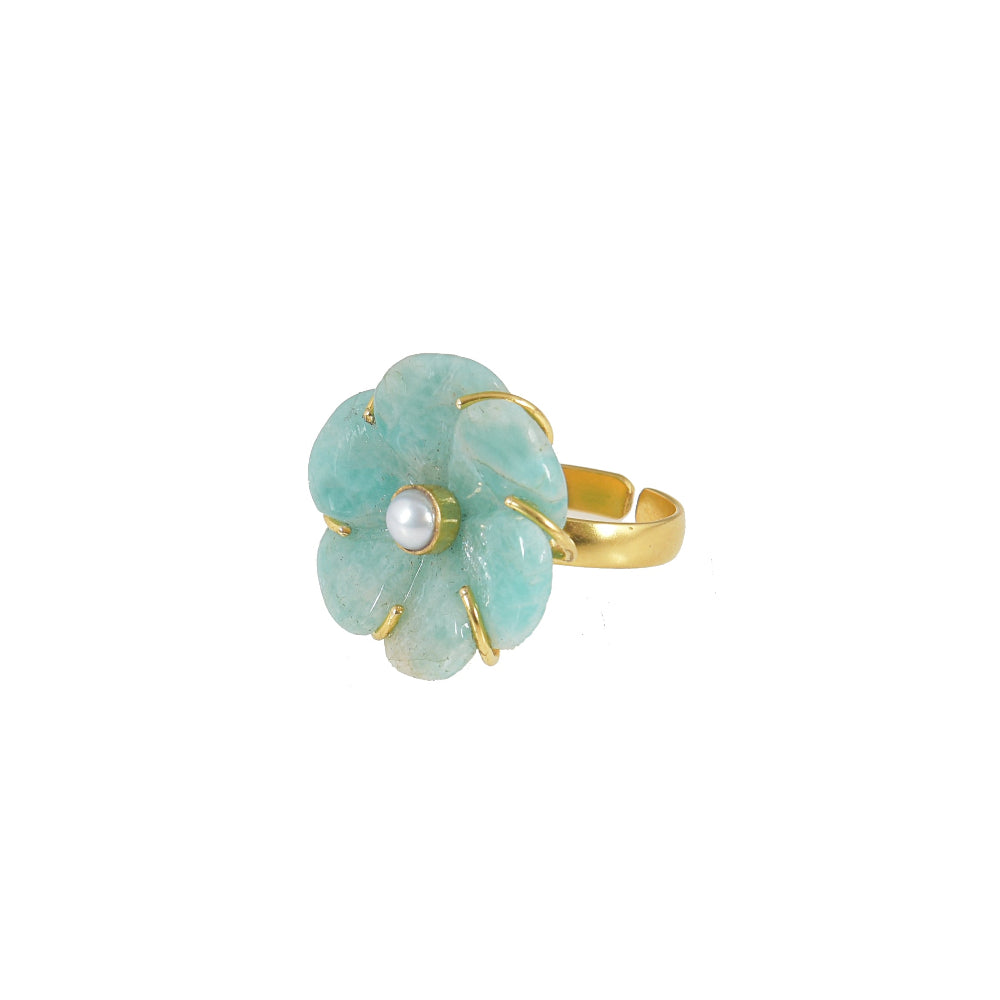 Ring Met Edelsteen Bloem Amazonit