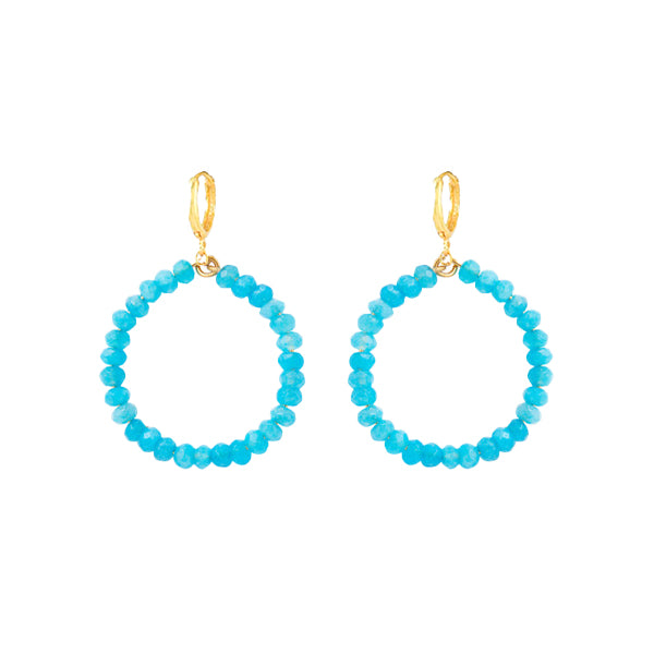 Ronde Jade Oorbellen Aqua