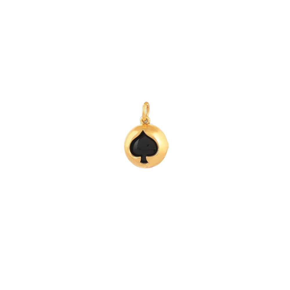 Gouden bedel schoppen zwarte onyx