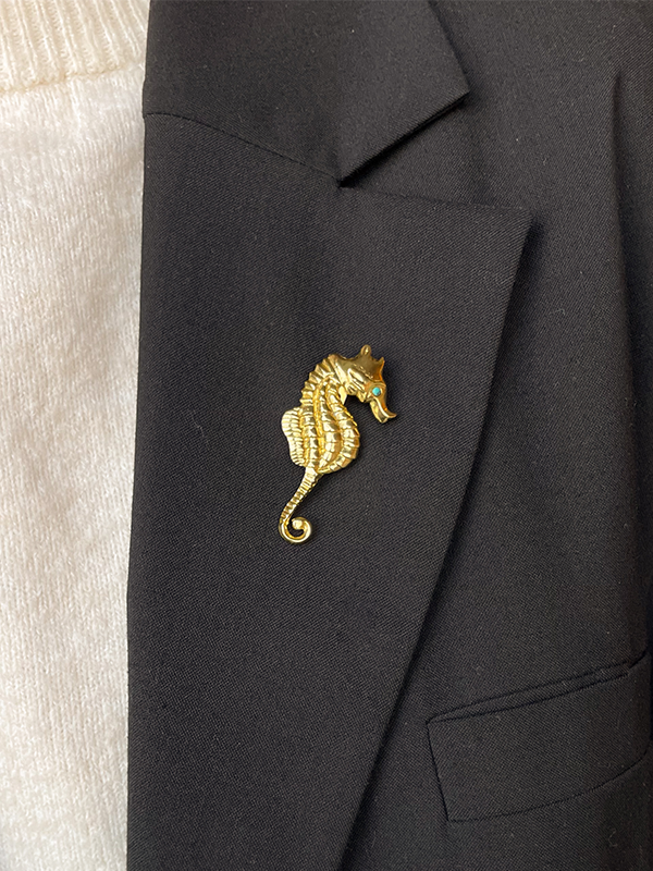Zeepaardje Broche Goud