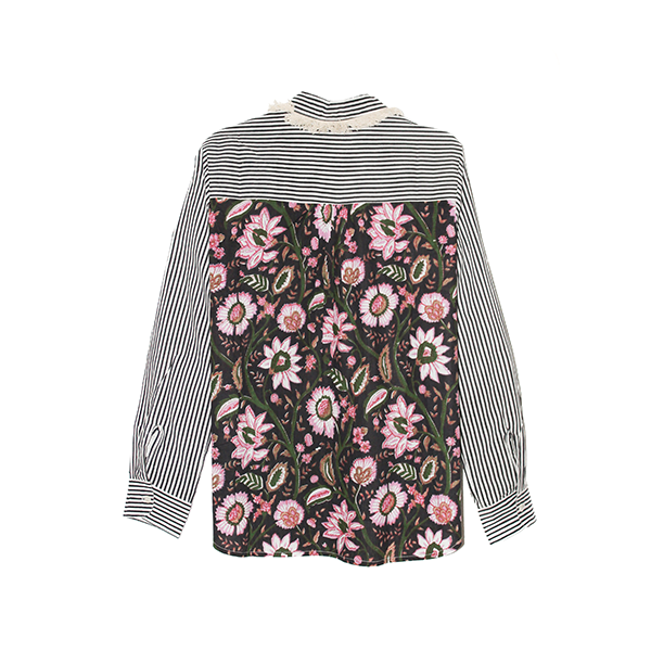 Roze Bloemen Print op Achterkant Blouse