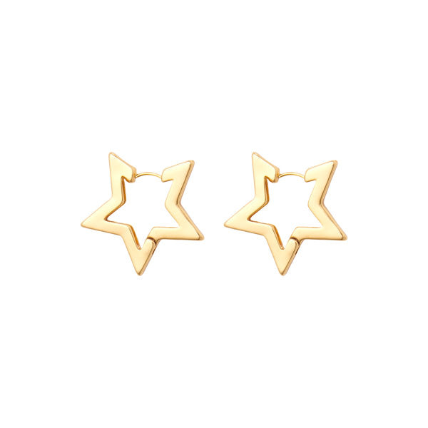 Star Hoop Earrings for woman, gold plated