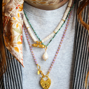 Romantic Stone And Gold Beaded Necklace