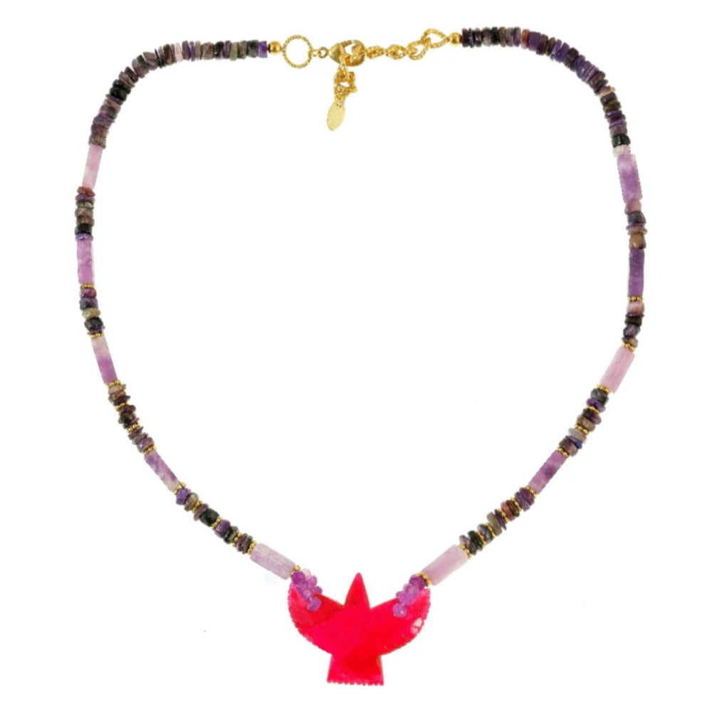 Edelstenen Amethyst Ketting Vogel
