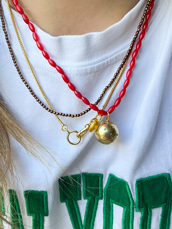 Coral Necklace With Ball Charm