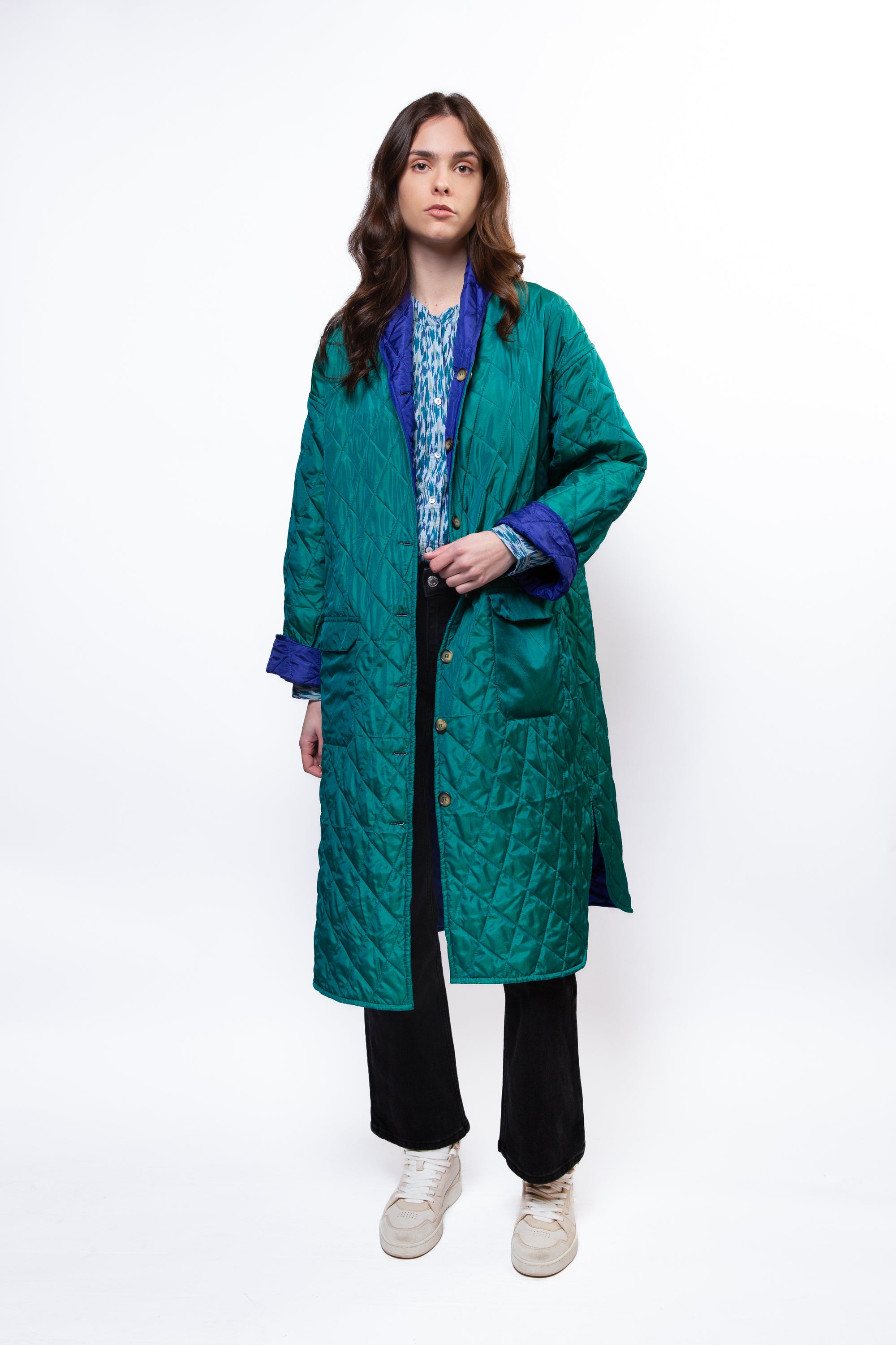 Shanti Coat Blue Green Long
