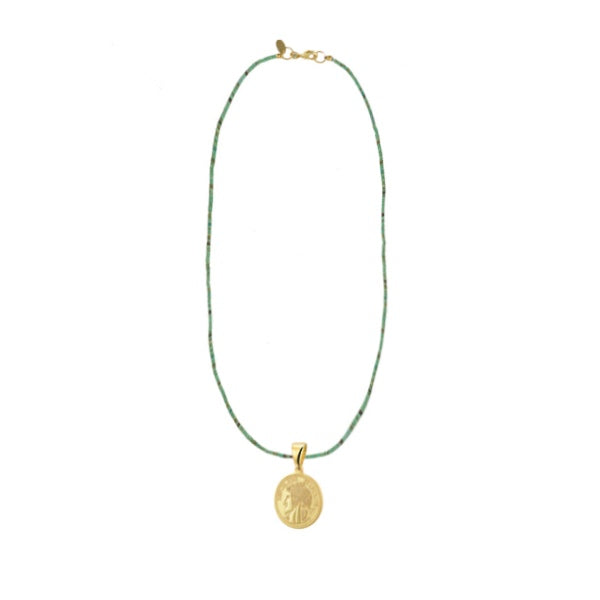 Afghaanse Edelstenen Ketting Turquoise munt bedel