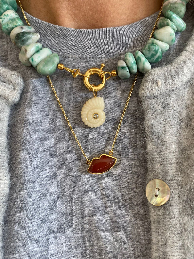 Gouden Ketting Carneool Lips