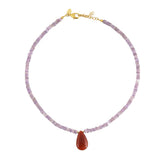 Amethist Edelstenen Ketting Druppel Carneool