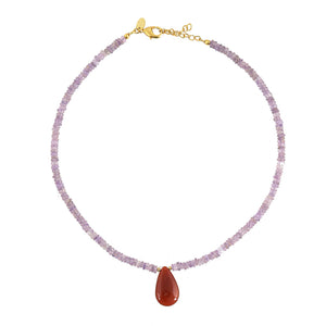 Amethist Edelstenen Ketting Druppel Carneool