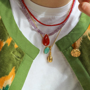 Amethist Edelstenen Ketting Druppel Carneool