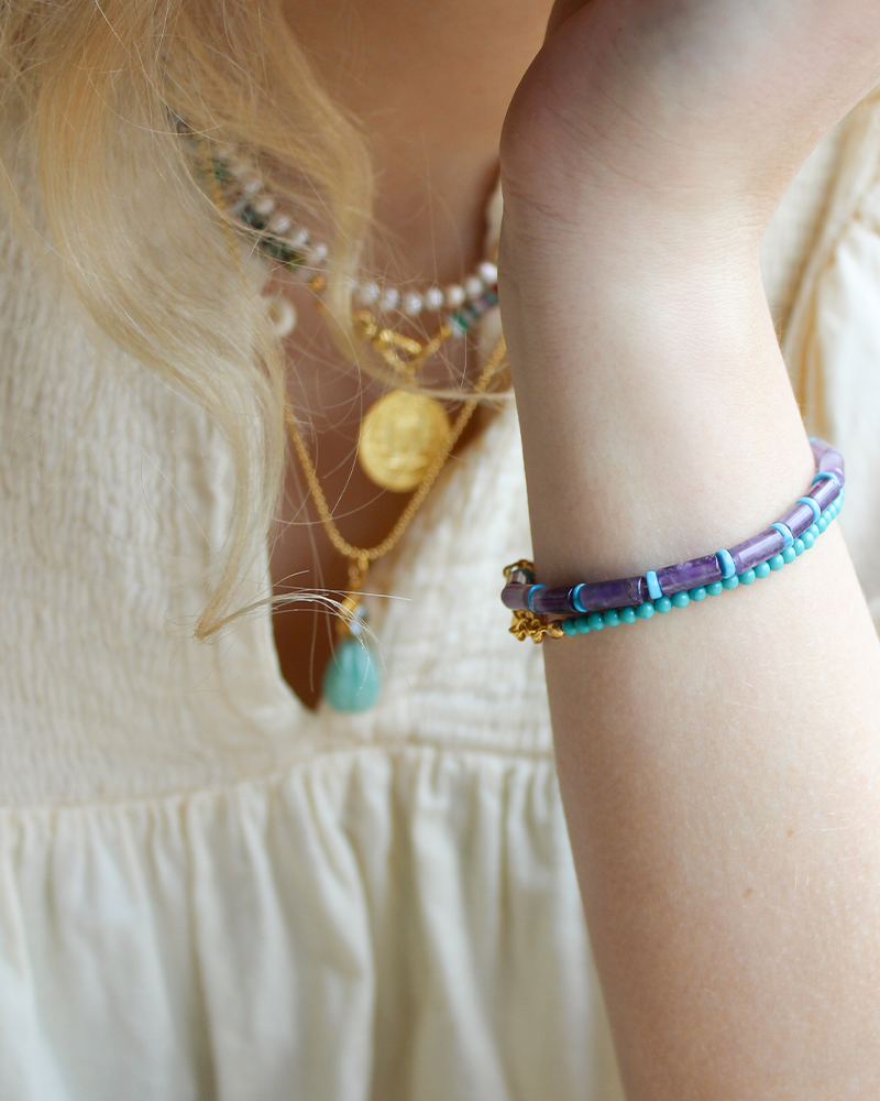 Amethist Staafjes Edelstenen Armband