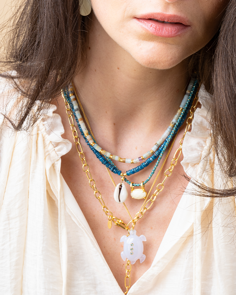 Apatiet Edelstenen Ketting Schelp