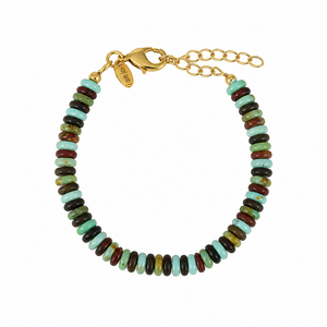 Aqua en Bruine Jade Armband