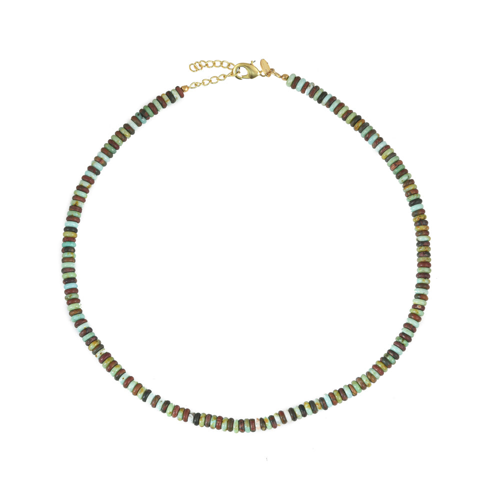 Aqua en Bruine Jade Edelstenen Ketting
