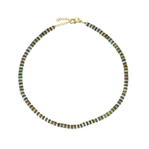 Aqua en Bruine Jade Edelstenen Ketting