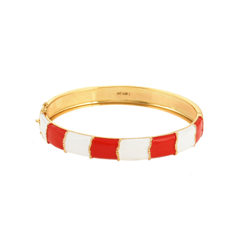 Rood Witte Emaille Bangle