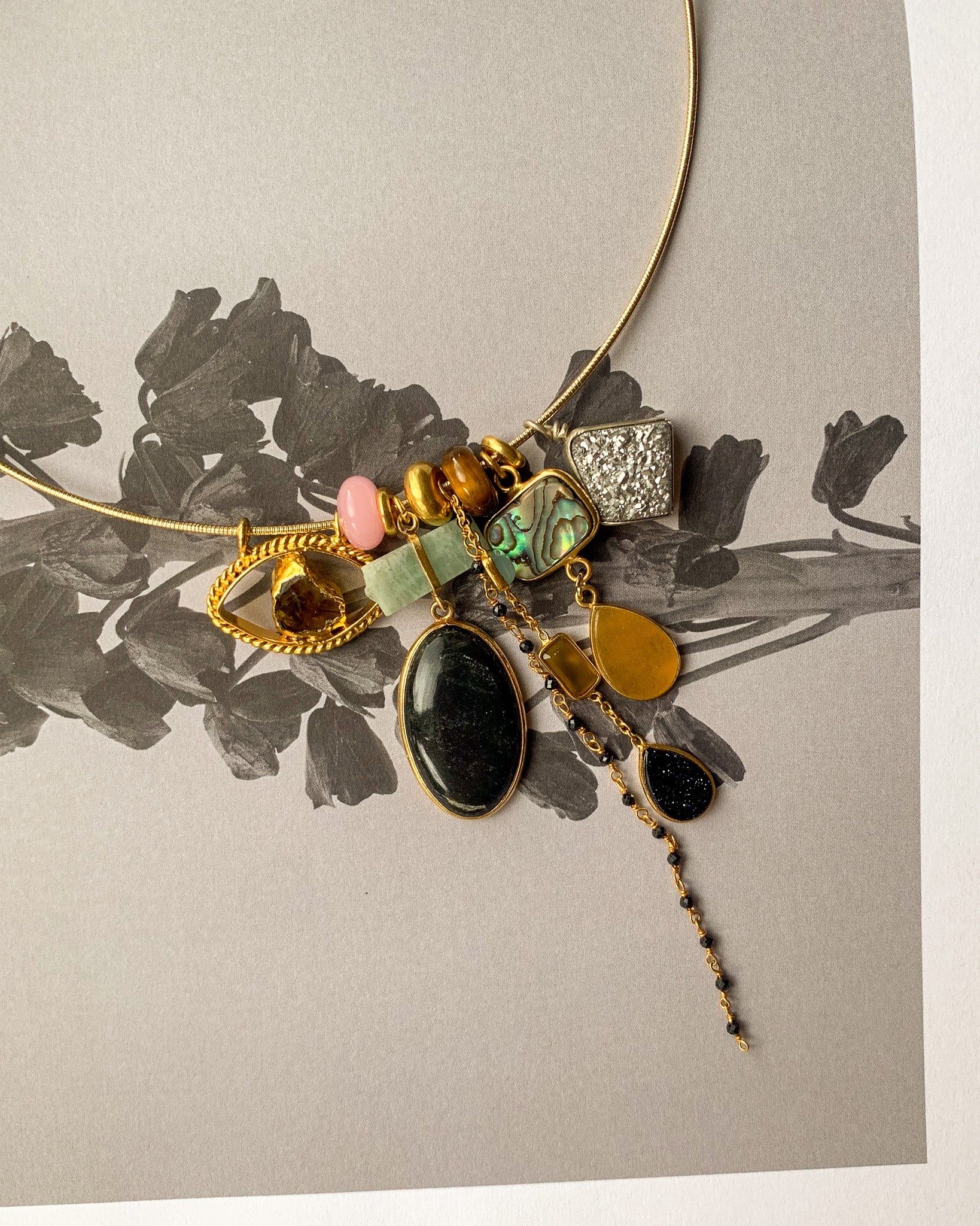 Bangle Ketting Druzy Zwarte Onyx